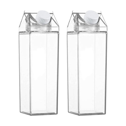 Jarra de leche transparente, botella de cartón de leche de 2 piezas, botellas de agua cuadradas reutilizables, recipiente de jugo de leche a prueba de fugas, jarra de botella de agua de moda, recipien Semi-Flat Black 3XL