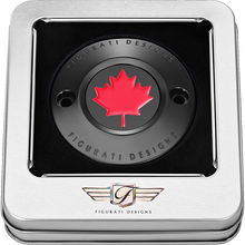 Load image into Gallery viewer, FIGURATI DESIGNS RED MAPLE LEAF TIMING COVER M8 BLACK FD03-TC-2H-BK