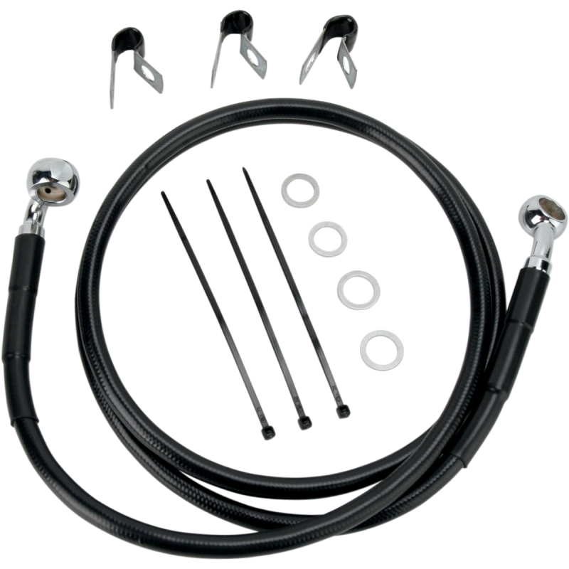 DRAG SPECIALTIES 00-07 FLST/C/F BLK FRT BRAKE LINE KIT 660214-BLK