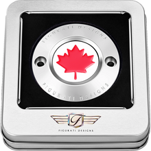 Load image into Gallery viewer, FIGURATI DESIGNS RED MAPLE LEAF TIMING COVER M8 SILVER FD03-TC-2H-SS