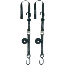Load image into Gallery viewer, POWERTYE MFG. 1" SOFT TYE TIE DOWNS BLACK/BLACK (PR) 23622