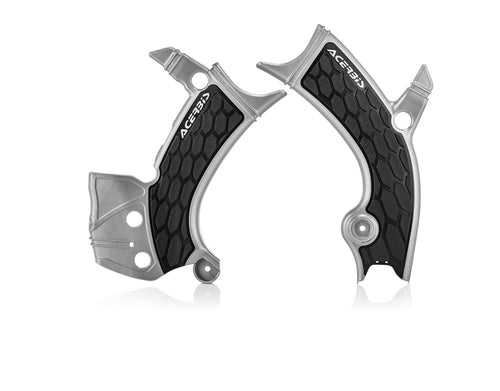 Acerbis - 16-19 Yamaha YZ250F/YZ450F/YZ250FX/YZ450FX/WR250F/450F Frame Guards- X-Grip - Silver/Black (2689411015)