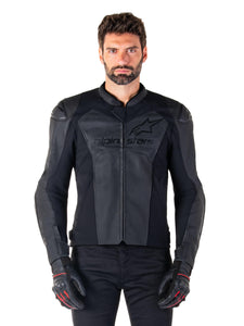 Alpinestars Faster V3 Airflow Leather Jacket, Sport Style, CE Certified, Advanced Ventilation, Durable Design, Black/Black, 56