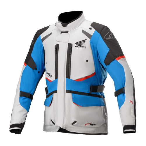 Alpinestars Honda Andes V3 Mens Drystar Motorcycle Jacket Gray/Blue LG