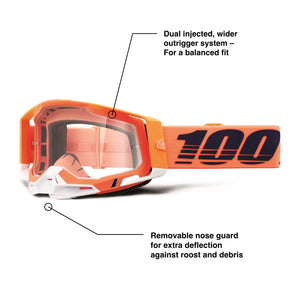 100% RACECRAFT 2 GOGGLE CORAL - CLEAR LENS 50009-00018