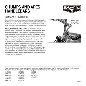 Biltwell | Apes Handlebar | Black Electroplate | TBW with Insert | 1" | Compatible With Cable Operated Throttles and Harley's Throttle-By-Wire Control Module