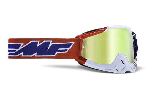 FMF POWERBOMB Motocross and Mountain Bike Goggles (US of A - True Gold Lens) MX and Mountain Bike Racing Protective Eyewear