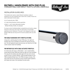 Biltwell | Zero Drag Handlebar | Chrome Plated Finish | TBW with Insert | 1" | Compatible With Cable Operated Throttles and Harley's Throttle-By-Wire Control Module