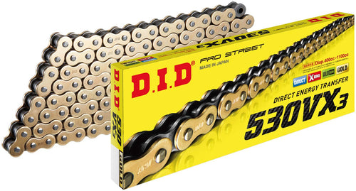 DID (530VX3G110ZB) Gold 110 Link High Performance VX Series X-Ring Chain with Connecting Link