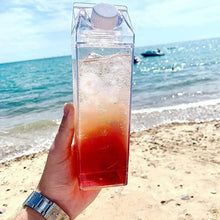 Load image into Gallery viewer, Jarra de leche transparente, botella de cartón de leche de 2 piezas, botellas de agua cuadradas reutilizables, recipiente de jugo de leche a prueba de fugas, jarra de botella de agua de moda, recipien Semi-Flat Black 3XL