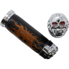 Load image into Gallery viewer, DRAG SPECIALTIES SKULL GRIPS W/ RED EYES (PR) DS-243256