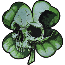 Load image into Gallery viewer, LETHAL THREAT Shamrock Clover Skull Embroidered Patch - Large LT30246