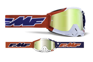 FMF POWERBOMB Motocross and Mountain Bike Goggles (US of A - True Gold Lens) MX and Mountain Bike Racing Protective Eyewear