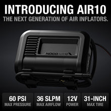 Load image into Gallery viewer, NOCO AIR10 UltraFast 10A Tire Inflator, 12V Portable Air Compressor Pump, Rated at 60 PSI, Inflates Tires from 0-40 PSI in 3.8 Minutes with a Smart Pressure Guage and Automatic Shut-Off - Motomike Canada