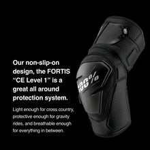 Load image into Gallery viewer, 100% FORTIS KNEE GUARDS BLACK SM/MD 70007-00001