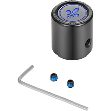Load image into Gallery viewer, FIGURATI DESIGNS BLUE FLEUR-DE-LIS SHIFTER COVER BLACK FD05-HTSC-BK