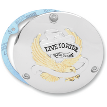 Load image into Gallery viewer, DRAG SPECIALTIES 70-98 B/T GOLD LIVE TO RIDE DERBY CVR 1107-0156