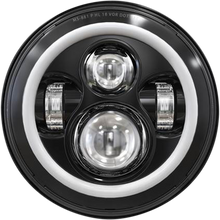 Load image into Gallery viewer, SPEED DEMON 45W - 7" Motorcycle Headlight - Black w/DRL Halo - DOT 10-20215