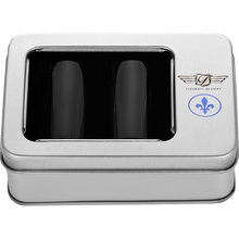 Load image into Gallery viewer, FIGURATI DESIGNS BLUE FLEUR-DE-LIS DOCKING COVERS BLACK 25X46mm FD05-25.2/46.5-BK