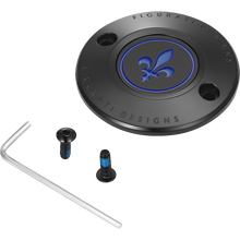 Load image into Gallery viewer, FIGURATI DESIGNS BLUE FLEUR-DE-LIS M8 TIMING COVER BLACK FD05-TC-2H-BK