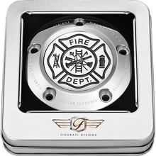 Load image into Gallery viewer, FIGURATI DESIGNS TIMING COVER SILVER WITH MALTESE CROSS-FIRE, 5-HOLE FD74-TC-5H-SS