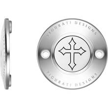Load image into Gallery viewer, FIGURATI DESIGNS TIMING COVER SILVER WITH CROSS, 2-HOLE FD41-TC-2H-SS