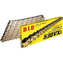 Load image into Gallery viewer, DID (530VX3G120ZB) Gold 120 Link High Performance VX Series X-Ring Chain with Connecting Link