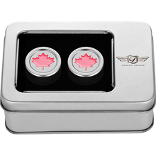 Load image into Gallery viewer, FIGURATI DESIGNS RED MAPLE LEAF DOCKING COVERS SILVER 25X32mm FD03-25.2/32-SS