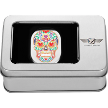 Load image into Gallery viewer, FIGURATI DESIGNS BACK FENDER COVER SILVER WITH SUGAR SKULL-LEFT FD30-AC-SS-LT