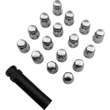 Load image into Gallery viewer, MOOSE UTILITY DIVISION 12mm X 1.5 CHROME LUG NUT SPLINED (16) W/LUG NUT KEY SPMO3807L4