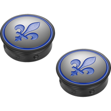 Load image into Gallery viewer, FIGURATI DESIGNS BLUE FLEUR-DE-LIS SWING ARM COVER BLACK FD05-BK