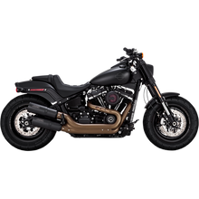 Load image into Gallery viewer, VANCE &amp; HINES 18-UP FATBOB HI-OUTPUT SLIP-ONS BLK 46547