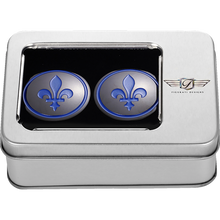 Load image into Gallery viewer, FIGURATI DESIGNS BLUE FLEUR-DE-LIS SWING ARM COVER BLACK FD05-BK