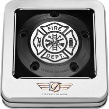 Load image into Gallery viewer, FIGURATI DESIGNS TIMING COVER BLACK WITH MALTESE CROSS-FIRE, 5-HOLE FD74-TC-5H-BLK