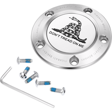 Load image into Gallery viewer, FIGURATI DESIGNS TIMING COVER SILVER WITH DON'T TREAD ON ME, 5-HOLE FD40-TC-5H-SS