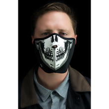 Load image into Gallery viewer, ZAN HEADGEAR NEOPRENE 1/2FACE MASK GLOW SKULL FACE WNFM002HG