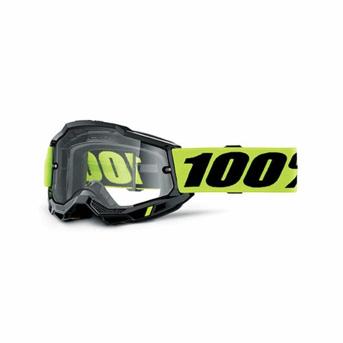 100% ACCURI 2 ENDURO MOTO GOGGLE NEON YELLOW - CLEAR LENS 50015-00008