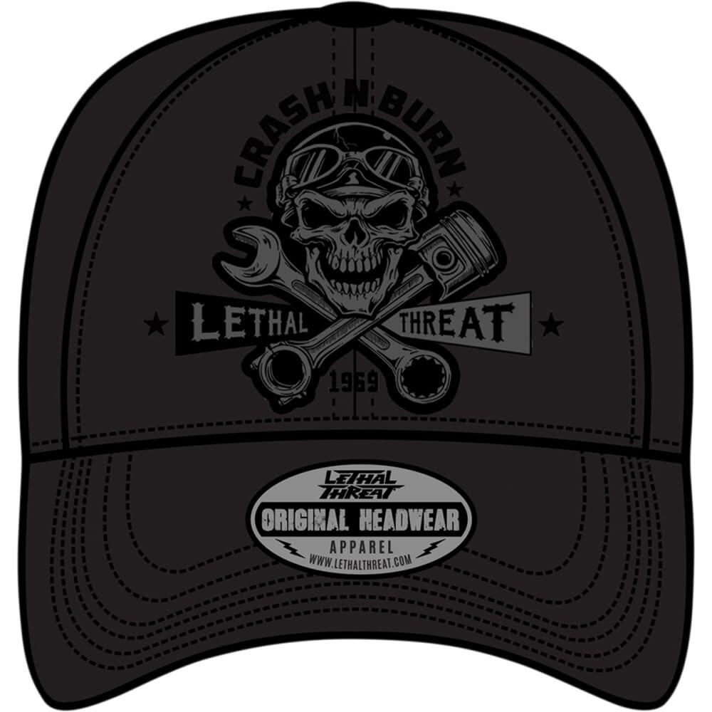 LETHAL THREAT HAT CRASH N BURN BLK OSFA HT82101