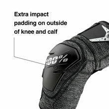 Load image into Gallery viewer, 100% FORTIS KNEE GUARDS GREY HEATHER/BLACK SM/MD 70007-00003