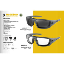 Load image into Gallery viewer, BOBSTER MISSION BALLISTIC SUNGLASS MATTE GRAY CLEAR LENS BMIS001C