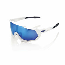 Load image into Gallery viewer, 100% SPEEDTRAP MATTE WHITE W/ HIPER ICEBERG BLUE MIRROR LENS 60012-00003