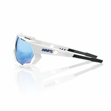Load image into Gallery viewer, 100% SPEEDTRAP MATTE WHITE W/ HIPER ICEBERG BLUE MIRROR LENS 60012-00003