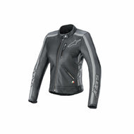 Alpinestars STELLA DYNO LEATHER JACKET, Black/Tar Gray/ Dark Gray, X-Large