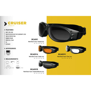 BOBSTER CRUISER 3 GOGGLE MATTE BLACK  4 INTERCHANGEABLE LENSES BCRU001