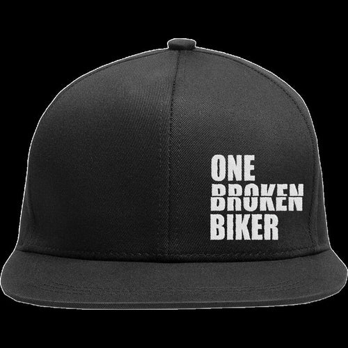 ONE BROKEN BIKER OBB STITCH LOGO BLACK SNAP BACK FLAT BRIM HATBLKSTITCHSNAP