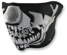 Load image into Gallery viewer, ZAN HEADGEAR NEOPRENE 1/2 FACE MASK CHROME SKULL WNFM023H