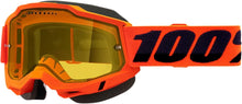 Load image into Gallery viewer, 100% ACCURI 2 SNOWMOBILE GOGGLE ORANGE - YELLOW VENTED DUAL LENS 50021-00004