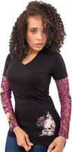 Load image into Gallery viewer, LETHAL THREAT TEE LS WM BLOSS BK/PK MD LA20644M