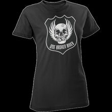 Load image into Gallery viewer, ONE BROKEN BIKER WMNS FITTED TEE OG OBB LOGO BLK LG WTEEBLKOGLOGOL