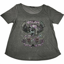 Load image into Gallery viewer, LETHAL THREAT TEE WMN SINWHEELS GRY MD LA20613M